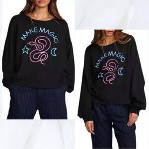 NWT Chaser Make Magic Oversized Lesh Long Sleeve Black Pullover